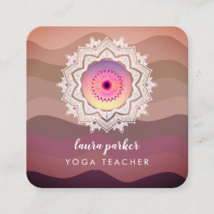 Carte De Visite Carré Aquarelle Purple Mandala Meditation Yoga Boho