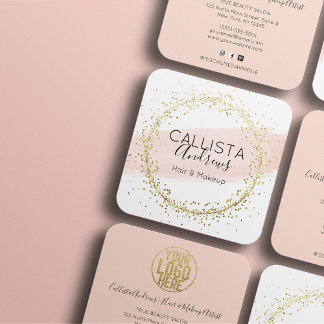 Carte De Visite Carré Aquarelle rose Bruxelles Parties scintillant Salon