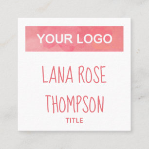 Carte De Visite Carré Aquarelle rose Icônes des médias sociaux et votre 