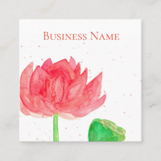 Carte De Visite Carré Aquarelle rose Lotus