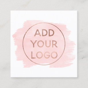 Carte De Visite Carré Aquarelle rose moderne de rose d'or de logo fait
