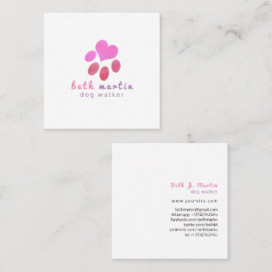 Carte De Visite Carré Aquarelle rose pâle Pawsitive Cuisine d'eau Anima
