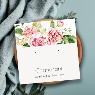 Carte De Visite Carré Aquarelle rose Peony Floral Étui Porte-oreilles