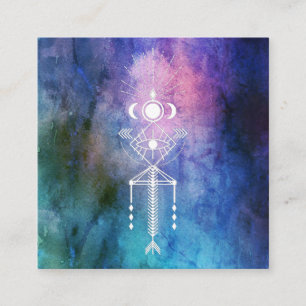 Carte De Visite Carré *~* Aquarelle sacrée des tribus Shaman Primal Azte