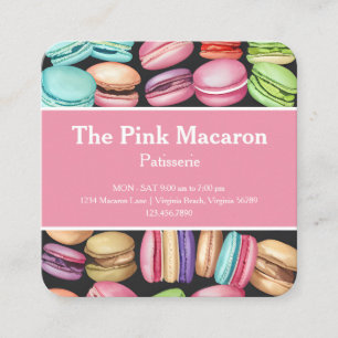 Carte De Visite Carré Aquarelle tendance Macaron pâtisserie française bo