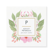 Aquarelle tendance mignonne rose Fleurs Monogramme
