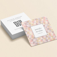 Aquarelle Triangle gris mauve Crème rose QR CODE