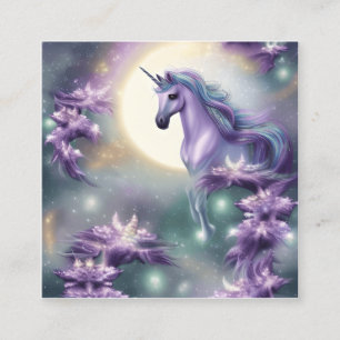 Carte De Visite Carré Aquarelle Unicorne