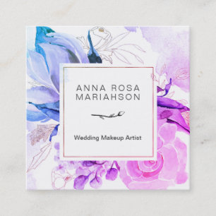 Carte De Visite Carré Aquarelle vibrante florale moderne élégante de *~*