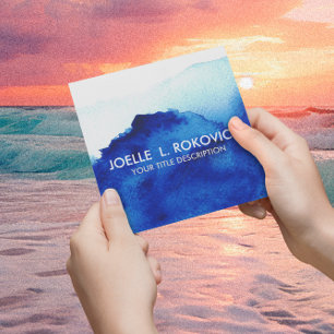 Carte De Visite Carré Aquarelle Vintage BLEUE/Distressée Bleue