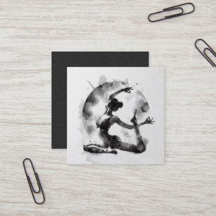Carte De Visite Carré Aquarelle Yoga Reiki Pose King Pigeon à une jambe