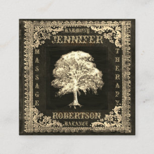 Carte De Visite Carré Arbre de la vie et de toile rustique