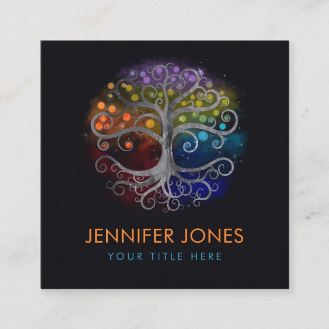 Carte De Visite Carré Arbre de vie Arbre de la Swirl (Devant)