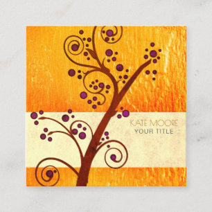 Carte De Visite Carré Arbre Sur Or Metallic Holistic Coach Ou Thérapiste