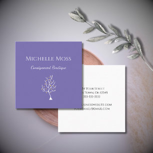 Carte De Visite Carré Arbre Whimsical de la vie Dessin Boho pourpre