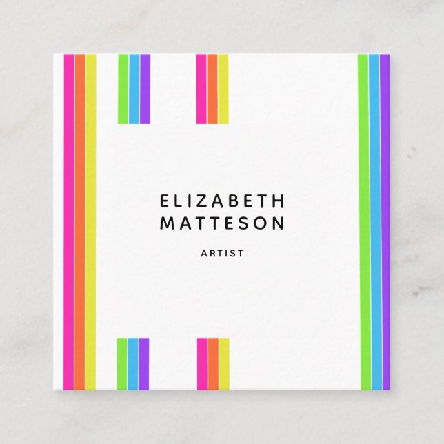 Carte De Visite Carré Arc-en-ciel Artiste de bandes rétro (Devant)