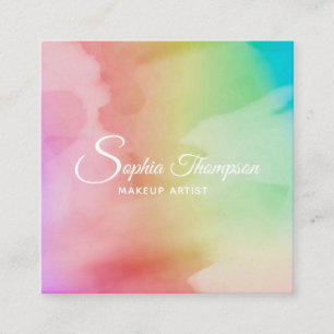 Carte De Visite Carré Arc-en-ciel moderne de manuscrit d'aquarelle -