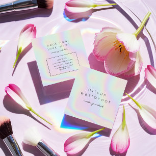 Carte De Visite Carré Arc-en-ciel olographe moderne de licorne de