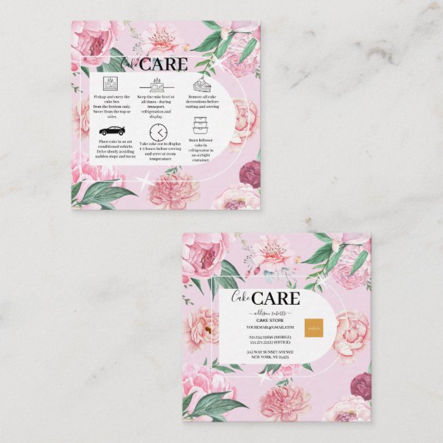 Carte De Visite Carré Arc moderne Bohème Aquarelle Florales (Devant / Derrière)