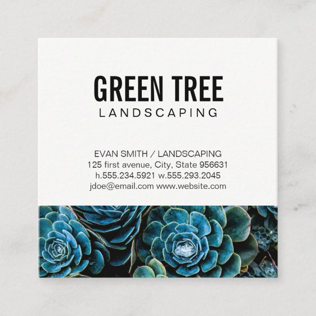 Carte De Visite Carré Architecture paysagère | Service de jardinage (Devant)