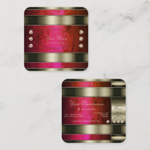 Carte De Visite Carré Argent exceptionnel avec marbre rose rouge