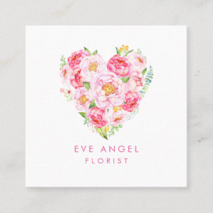 Carte De Visite Carré Arrangeuse de fleurs en forme de cœur floral carré