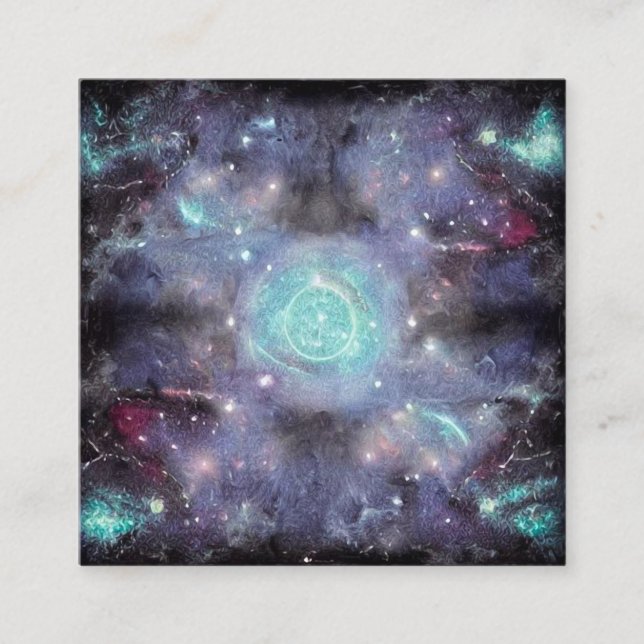 Carte De Visite Carré Arrière - plan de Grunge d'espace bleu violet (Devant)