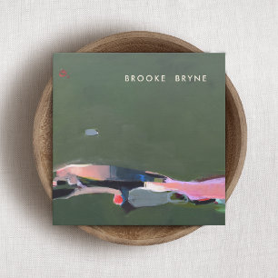 Carte De Visite Carré Arrière - plan de peinture Abstraite verte artisti