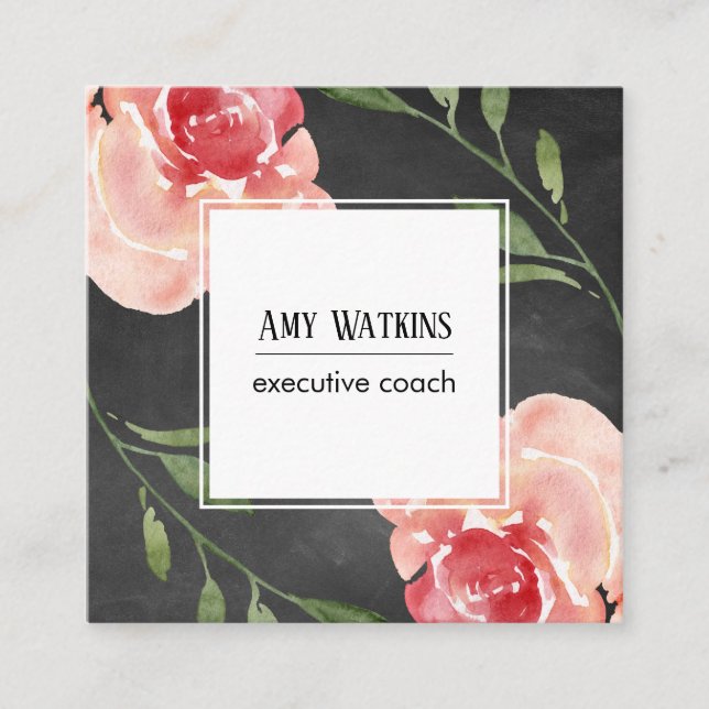 Carte De Visite Carré Arrière - plan de tableau de bord rose pâle Rose (Devant)