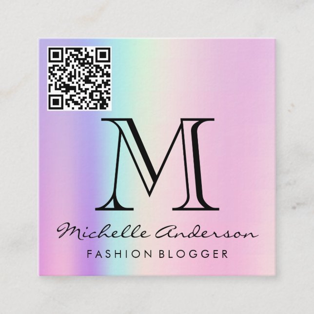 Carte De Visite Carré Arrière - plan holographique géométrique | Étiquet (Devant)