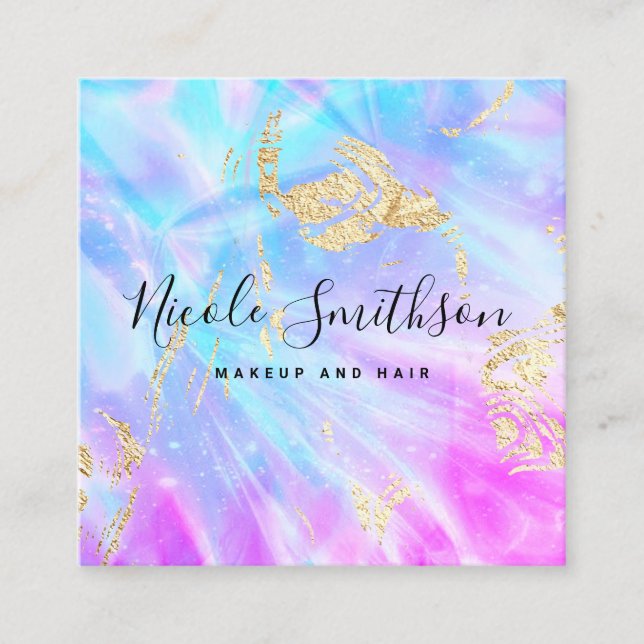 Carte De Visite Carré arrière - plan numérique bleu et violet (Devant)