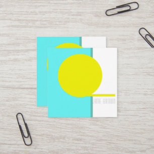 Carte De Visite Carré Art abstrait gras Cercle Turquoise Vert Jaune