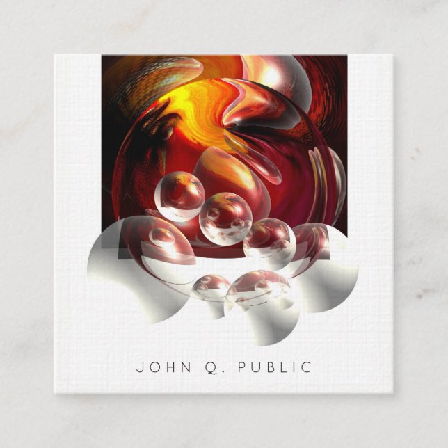 Carte De Visite Carré Art Abstrait moderne Art professionnel lin (Devant)