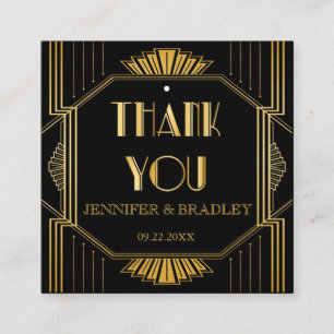 Carte De Visite Carré Art déco de Gatsby épousant la couleur faite sur