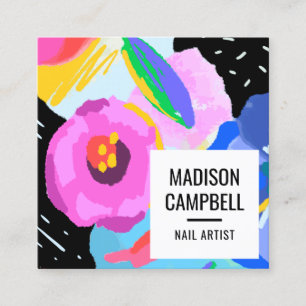 Carte De Visite Carré Art floral de traçages d'abrégé sur salon