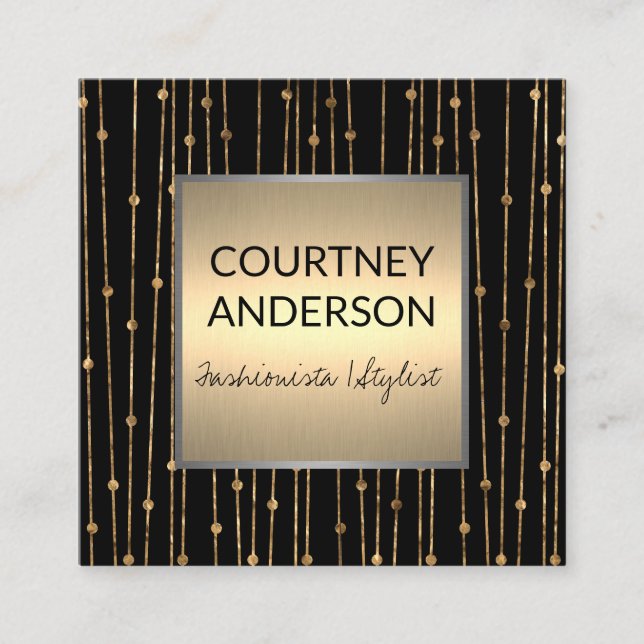 Carte De Visite Carré Art moderne | Motif Gold Line Work (Devant)