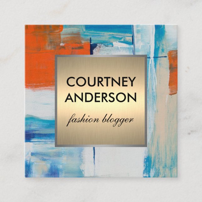 Carte De Visite Carré Art moderne | Motif Gold Metallic (Devant)