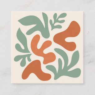 Carte De Visite Carré art mural abstrait vert sauge et terre cuite