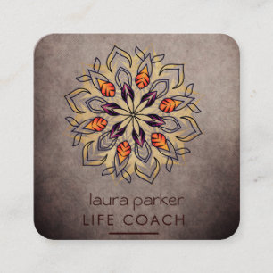 Carte De Visite Carré Art tribal boho mandala Thérapie de massage yoga