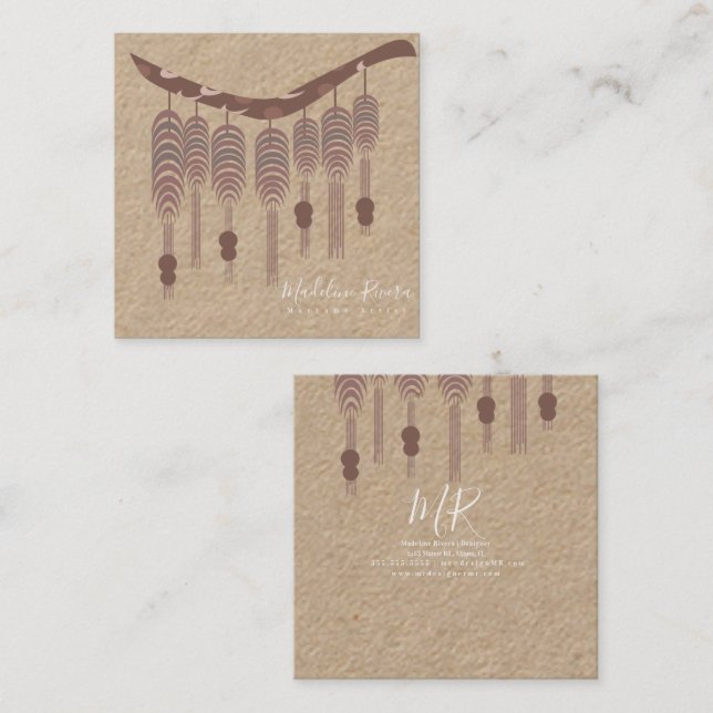 Carte De Visite Carré Artiste de Macrame Artist Artist Artist (Devant / Derrière)