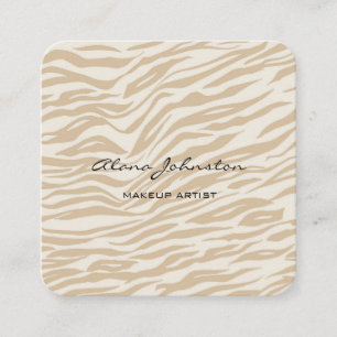 Carte De Visite Carré Artiste de maquillage d'impression Zebra Brown Abs