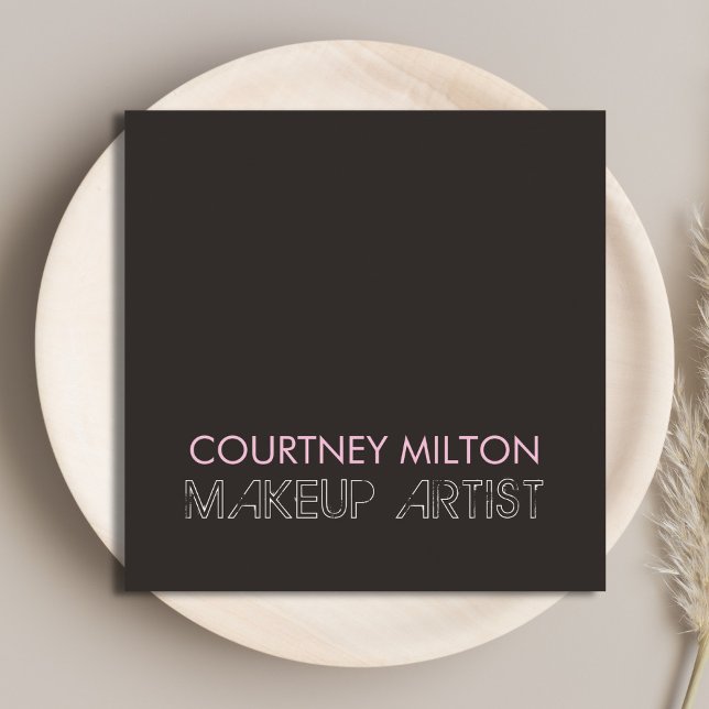 Carte De Visite Carré Artiste de maquillage foncé simple et élégant (Créateur téléchargé)