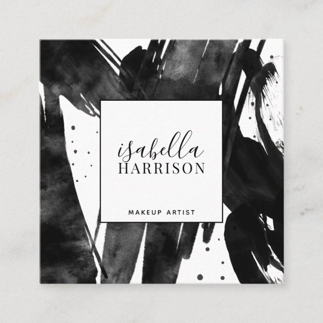 Carte De Visite Carré Artiste de maquillage noir Abstrait moderne (Devant)