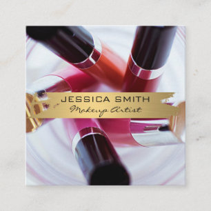 Carte De Visite Carré Artiste de maquillage   Outils de clou et de maqui