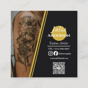 Carte De Visite Carré Artiste de Tatouage Moderne Après-Soin Carré Entre