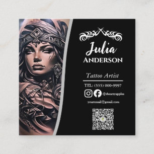 Carte De Visite Carré Artiste de tatouage moderne  Après-vente