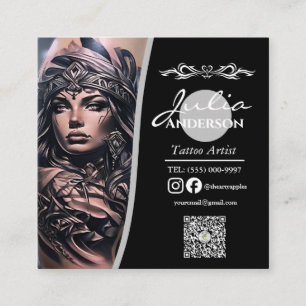 Carte De Visite Carré Artiste de tatouage moderne  Après-vente