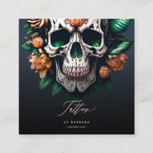 Carte De Visite Carré Artiste de tatouage moderne Studio de tatouage ble