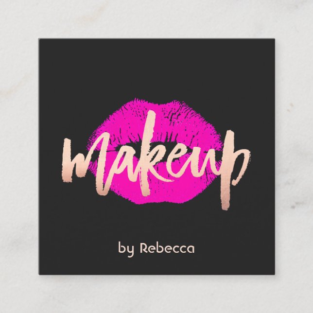 Carte De Visite Carré Artiste maquillage audacieux Rose Gold Rose Lièvre (Devant)