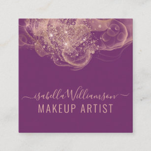 Carte De Visite Carré Artiste maquillage de signature de script de mûre